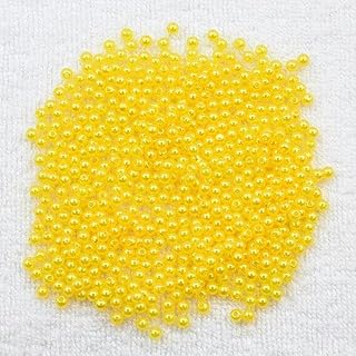 Perlas acrílicas de imitación redondas de 3, 4, 6, 8 y 10 mm con agujeros, para hacer pulseras, collares, joyas, 400 unidades, color amarillo oscuro, 6 mm