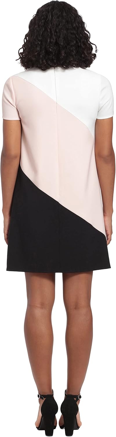 London Times Women's A-line Color Block Dress Office Work Shower