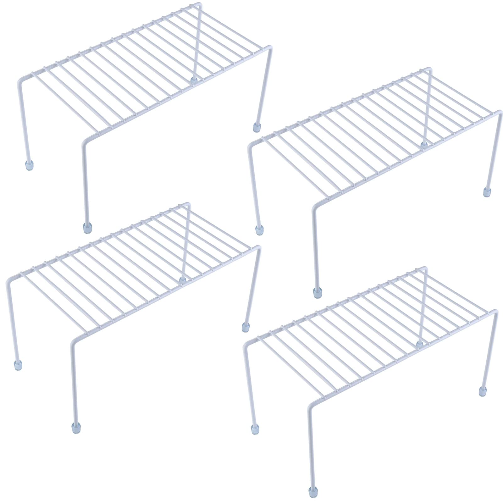 SIBAO Kitchen Shelves, Cabinet Organization Mini Storage Shelf, Storage Rack Organizer for Kitchen, Fridge, Cabinet, Bathroom (White 4)