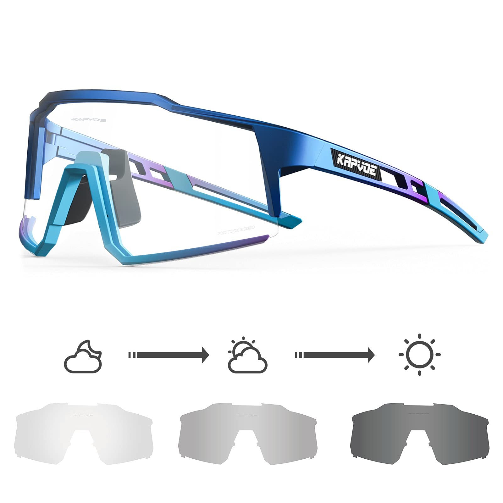 KAPVOE Gafas de Ciclismo Fotocromáticas con TR90 Gafas de Sol Deportivas Mujeres Hombres Running Transparente MTB Bicicleta Accesorios
