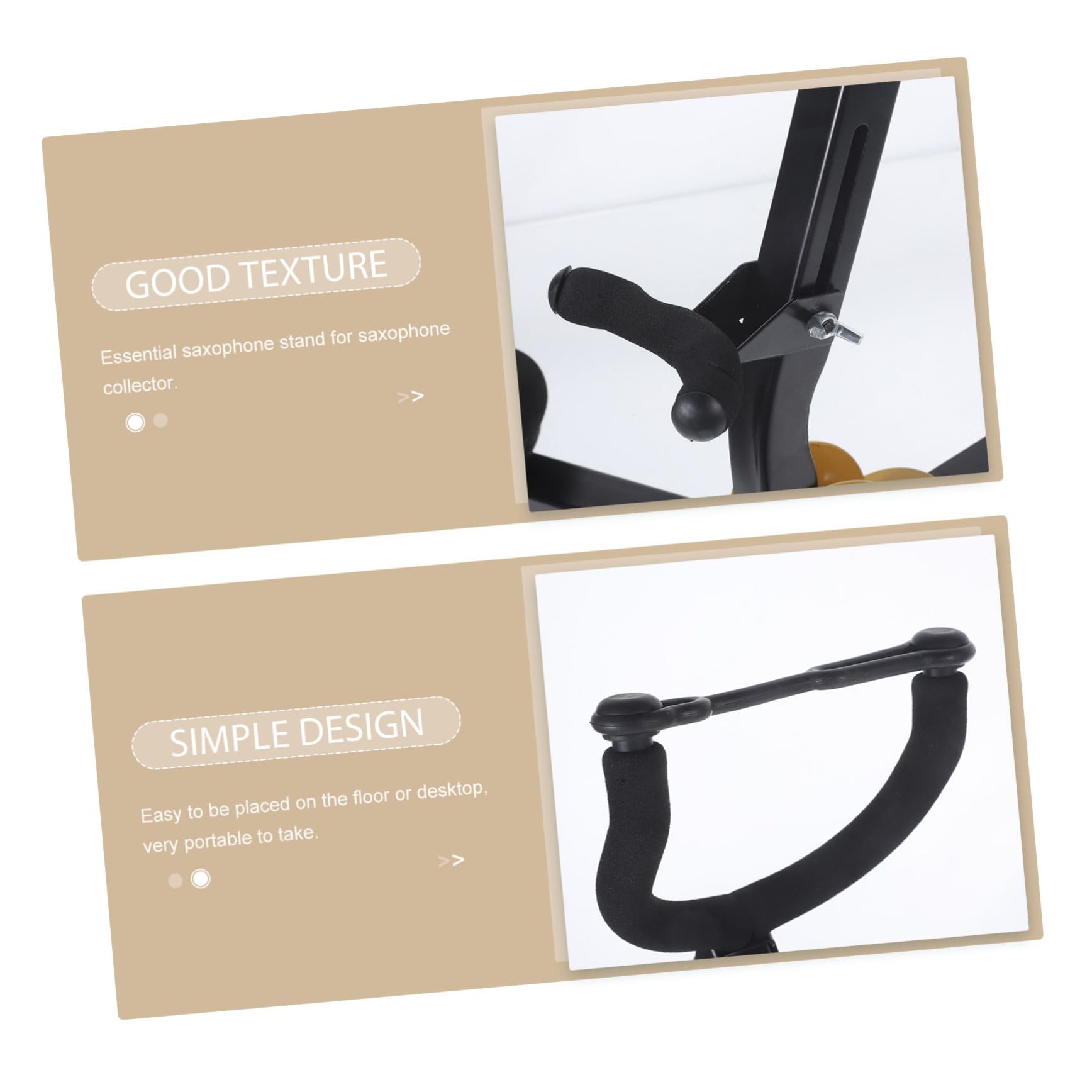 VANZACK Supporto Pieghevole Protezione Antifrizione per Sax Contralto e Clarinetto in Ferro Nero Portatile per Uso su Tavolo o Pavimento