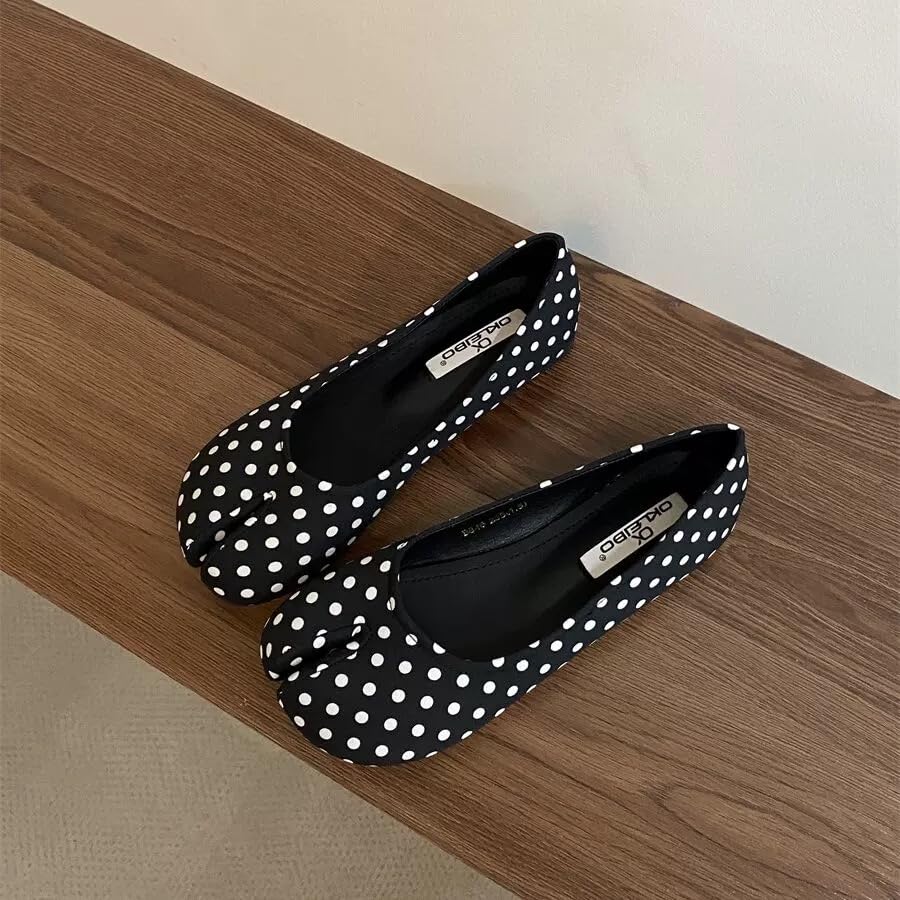 ZQW Cute Tabi Shoes for Women Split Toe Ballet Flats Polka Dots Lightweight Comfortable Shoes for Casual, Office & Walking 7