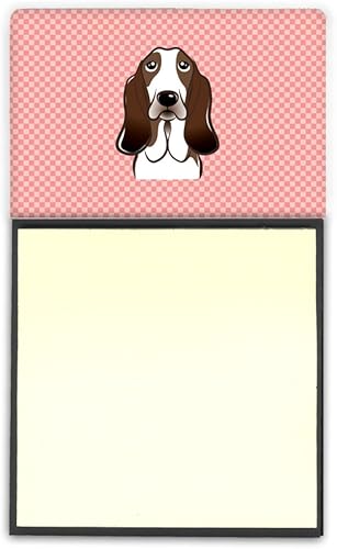 Caroline's Treasures BB1243SN Tablero de ajedrez Rosa Basset Hound Soporte de notas adhesivo Dispensador recargable Almohadillas de notas