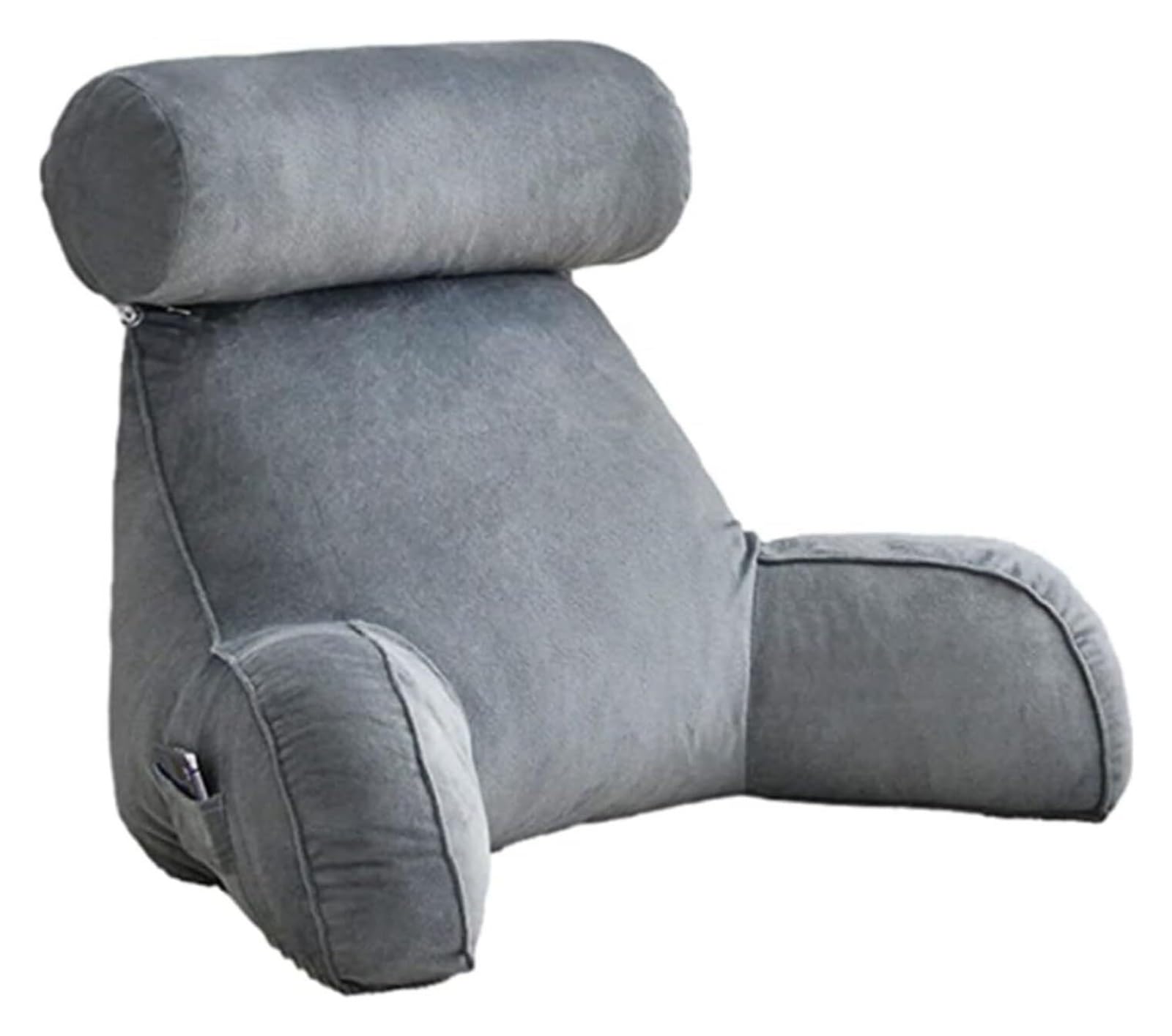 Iulgfsc Grey Reading Pillow， Reading Pillow With Support Arms,Lumbar Cushion