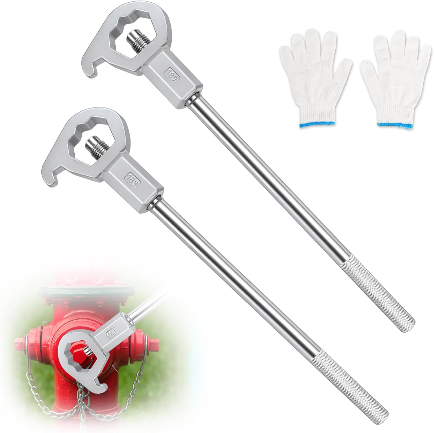 Podoy Adjustable Fire Hydrant Wrench,(2 Pack) 20 Inch Heavy Duty Hydrant Spanner Wrench for Loosening Water Pipes Caps,1-1/2" to 6" Fire Nuts and Opening Valves