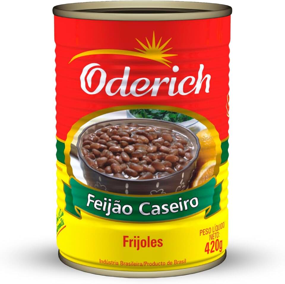 Feijão Caseiro Oderich 420G, Feijão Carioca Cozido Em Conserva, Marrom, Grãos Selecionados E Nutritivos, Fonte De Proteínas E Fibras, Textura Macia E Pronto Para Consumo, Tradição Em Qualidade Desde 1