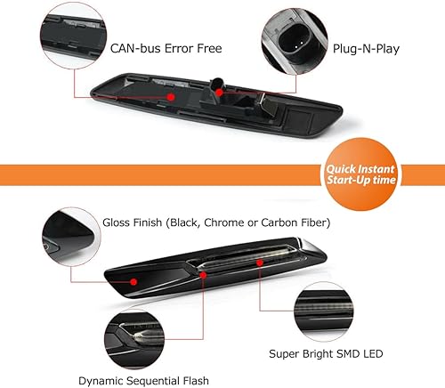 Miniatura 8 de ADIIL Negro F10 estilo ahumado lente delantera Fender secuencial ámbar LED señal de giro lámpara de marcador lateral luces asamblea para BMW 1 3 5