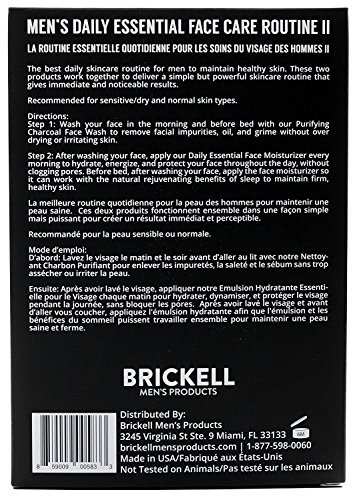 Brickell Men's Daily Essential Face Care Routine Ii, Purifying Charcoal Face Wash And Daily Essential Face Moisturizer, Natural And Organic, Men's Skin Care Gift Set, Scented #TOP2