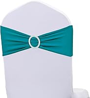 Vista 9 de Bandas elásticas de elastano para silla, color verde salvia, 50 unidades, con hebillas plateadas, correas elásticas universales para sillas