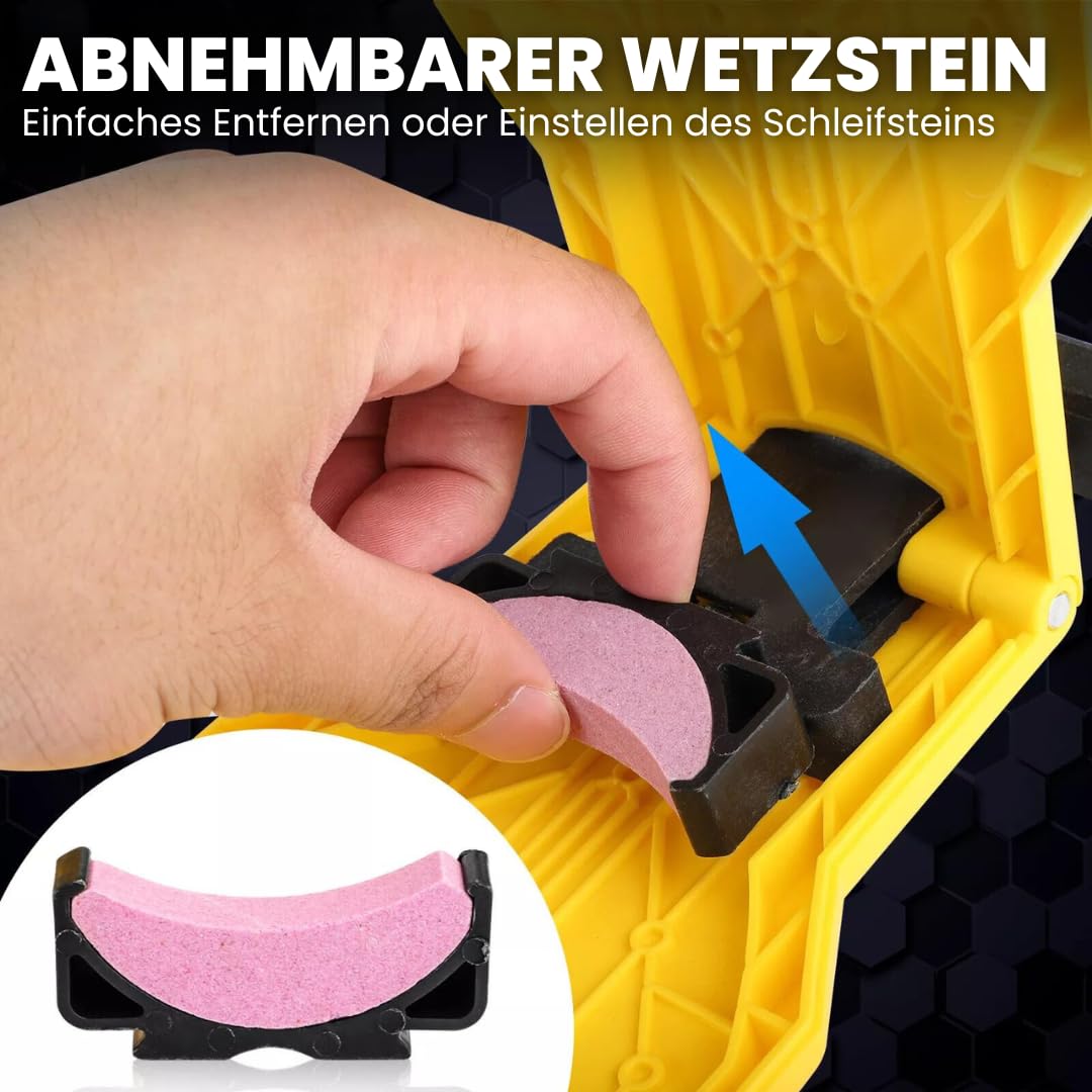 garten stadl UltraSaw - das Original - Universal Kettenschärfer für jede Kettensäge Tragbares Kettenschärfgerät für schnelle und präzise Schärfung, inklusive 1 Schleifstein