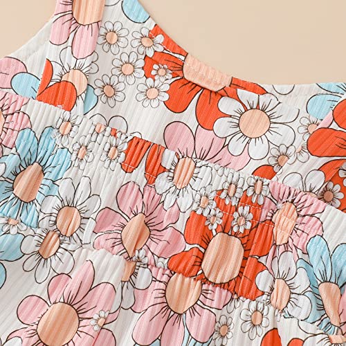Emmababy Baby Girl Bell Bottom Floral Jumpsuit Sunflower Sleeveless Suspender Flare Pants Overall Toddler Summer Clothes Boho (02#Floral Print, 2-3 Years) #TOP3