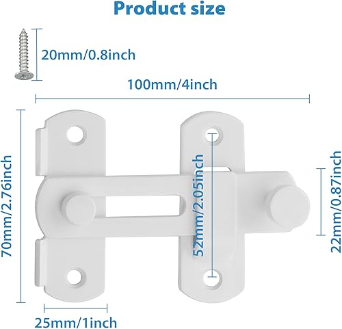 Miniatura 2 de Alise Heavy Duty Flip Latch,Gate Latches Safety Door Lock for Barn Wood Fence Sliding French Doors,SUS304 Stainless Steel Gate Hardware,White Finish