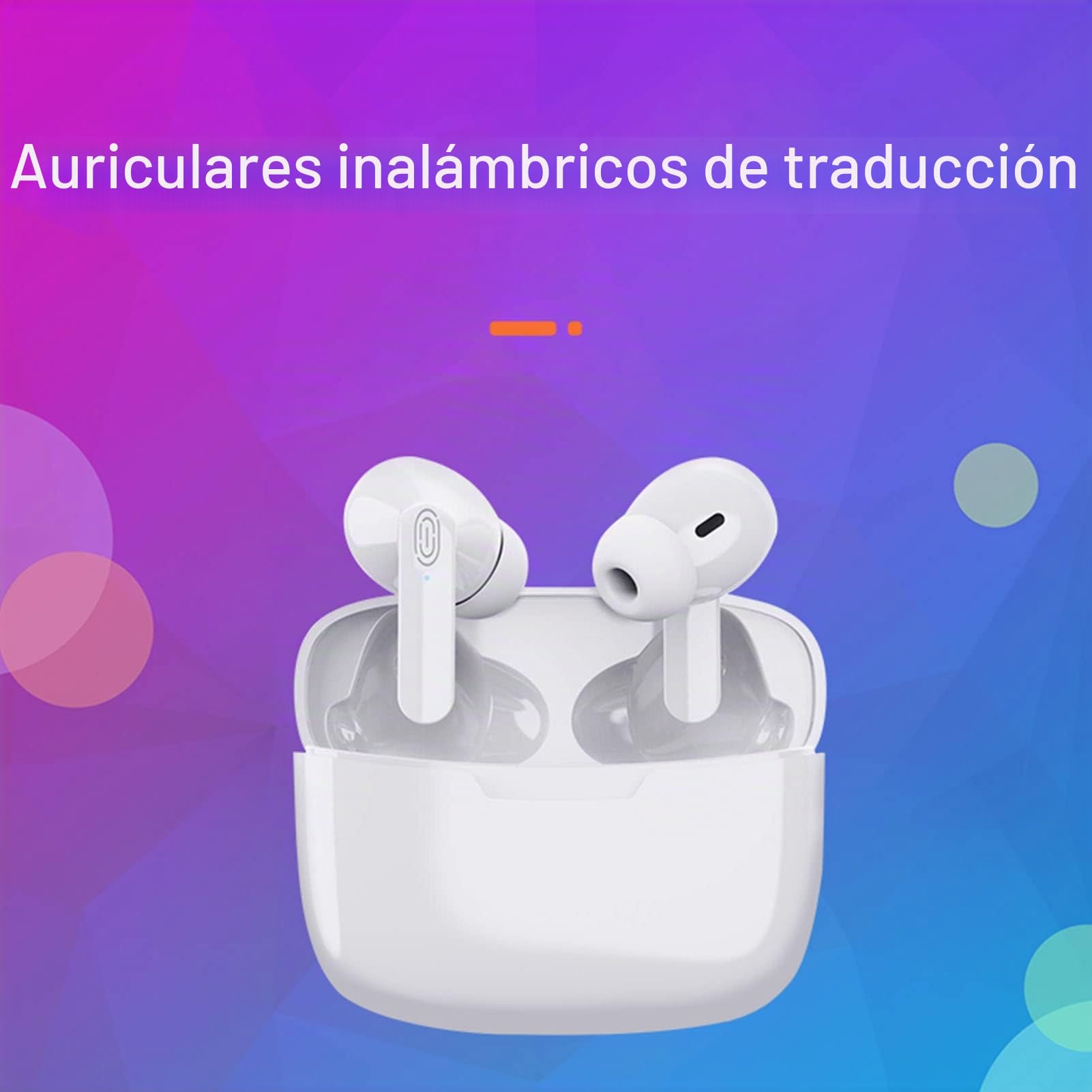 Auriculares para Traductor de Idiomas, Admite Traducción en Línea de 84 Idiomas en Tiempo Real, Traductor de Idioma de Voz Instantáneo con Bluetooth Y Aplicación, Traducción Simultánea(Blanco)