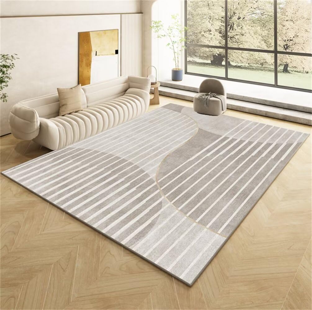 Tapis de salon durable moderne avec rayures grises 50x80 cm