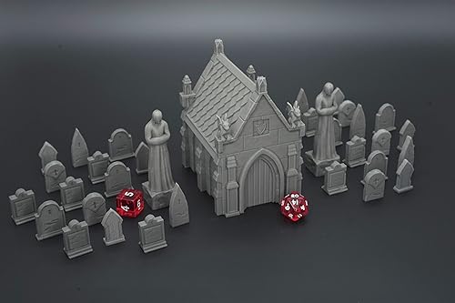 Miniatura 2 de EnderToys Escena del cementerio del mausoleo - Paisaje de terreno DND para miniaturas de mesa de 1.102 in Wargame
