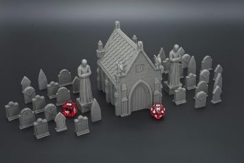 EnderToys Mausoleum Graveyard Scene - DND Terrain Scenery for Tabletop 28mm Miniatures Wargame