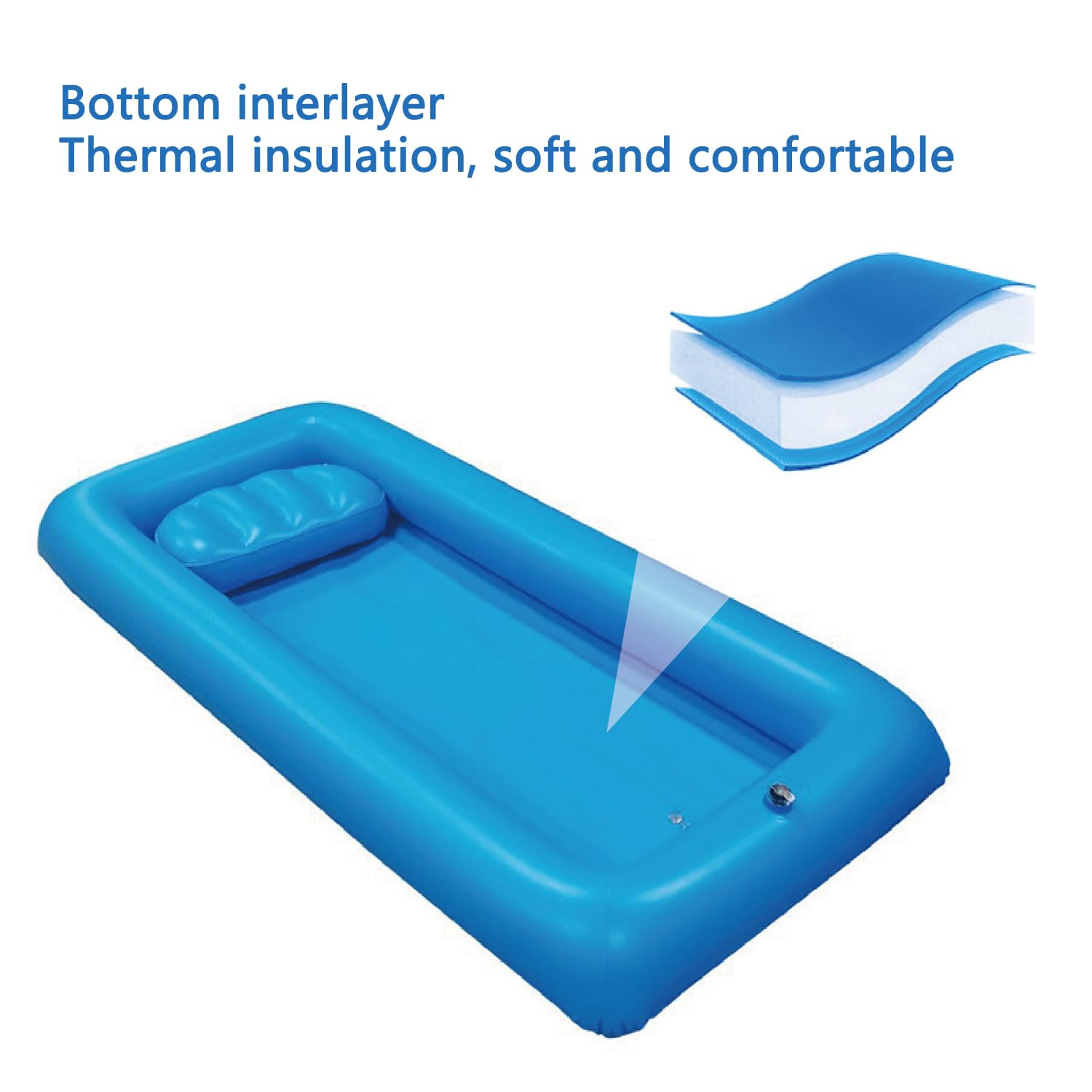 Kit de bañera inflable para ducha, ayuda de cama para personas mayores con discapacidades postradas en cama, con bomba de aire, bañera portátil para adultos