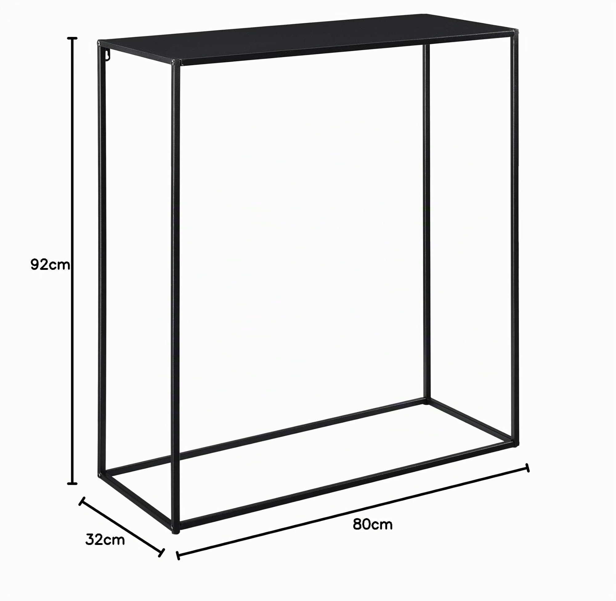 [en.casa] Mesa Consola 92cm x 80cm x 32cm Mesa Pequeña Estable Almacenamiento de Pared Negro Mate