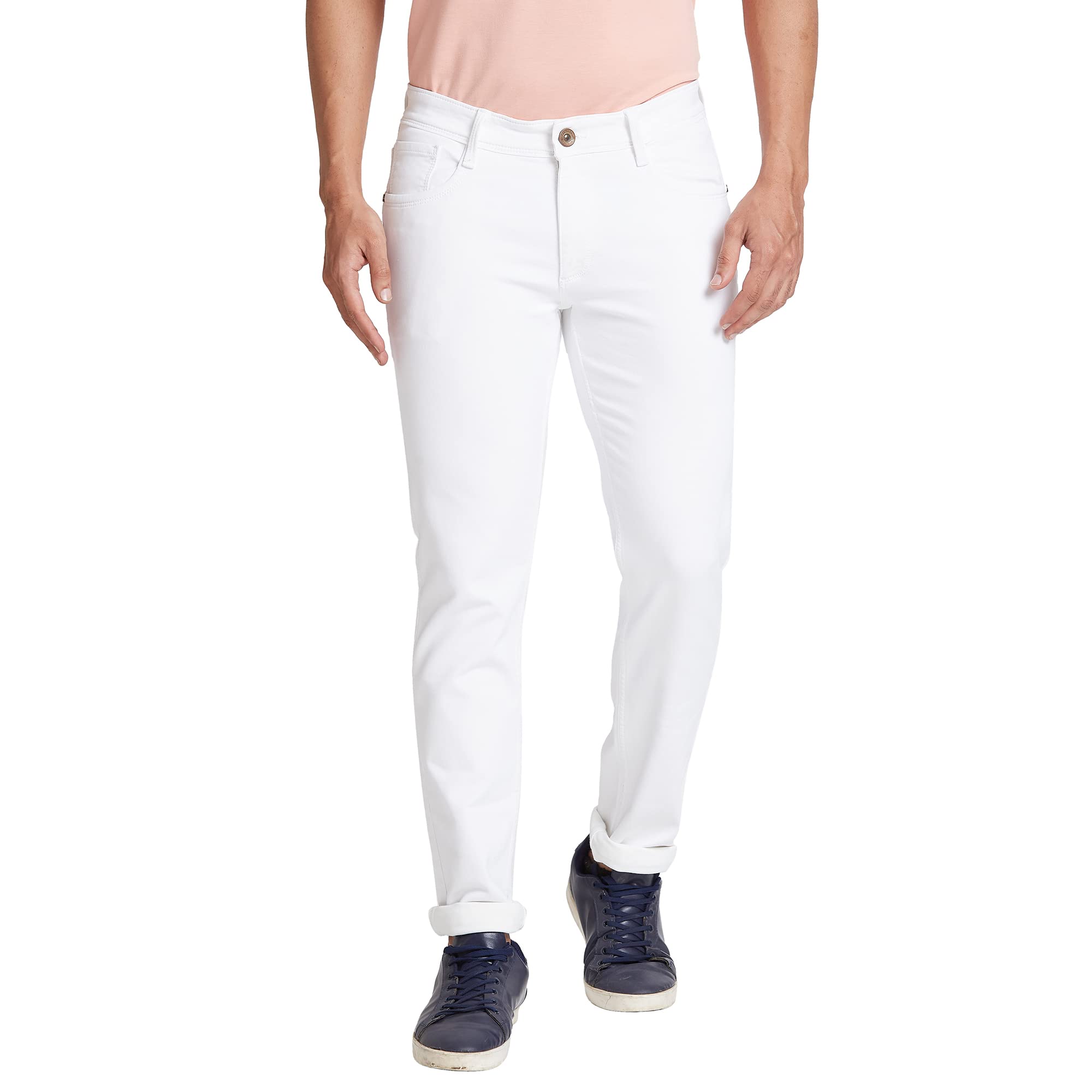 Park AvenueMen's Cotton Blend Dobby Pattern Ath Mod Fit Flat Front Jeans