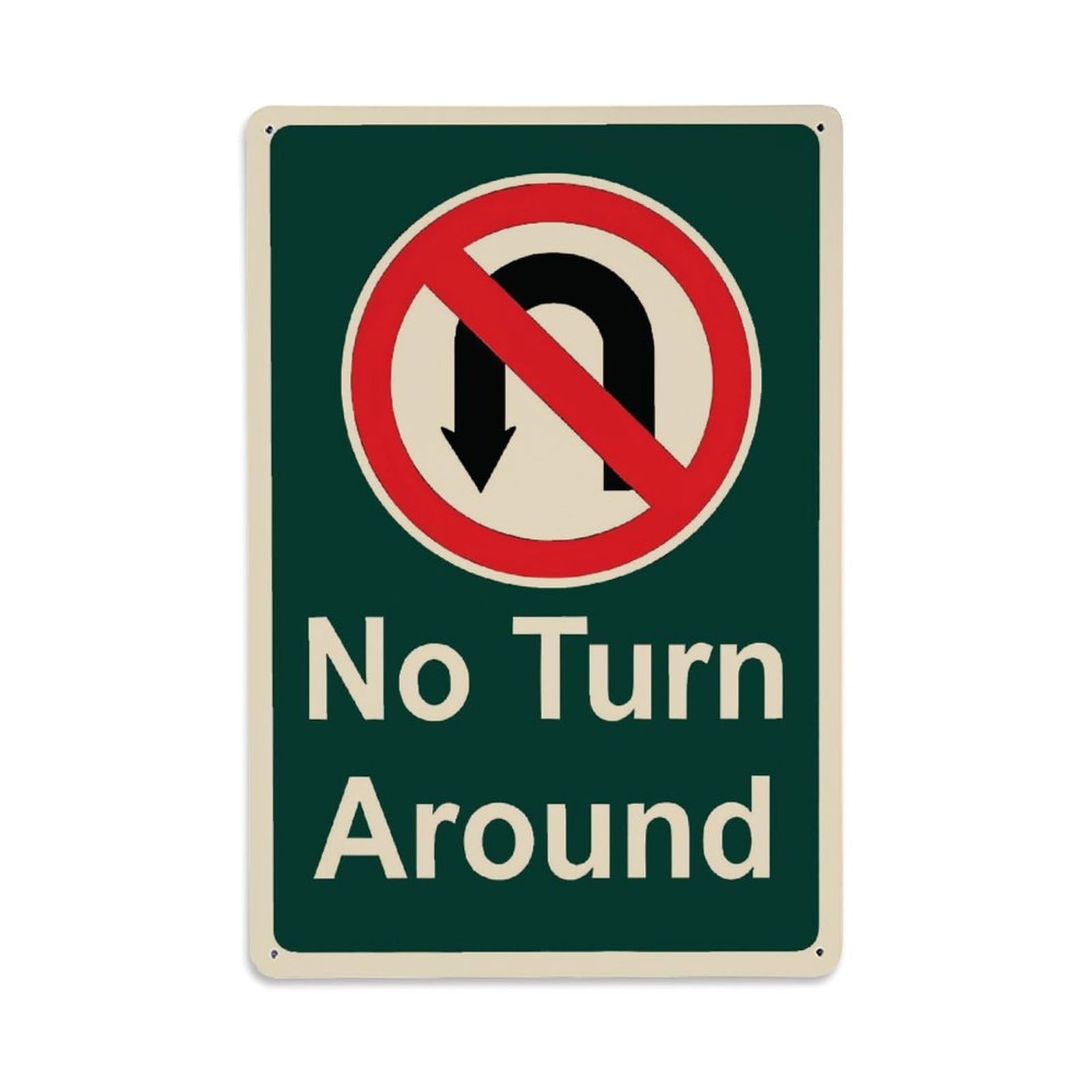 Ldfuieksufg Style No U-Turn Warning Sign Vintage Aluminium Metal Sign, Retro Wall Decor For Home, Bar, Garage & Farmhouse 30X20cm