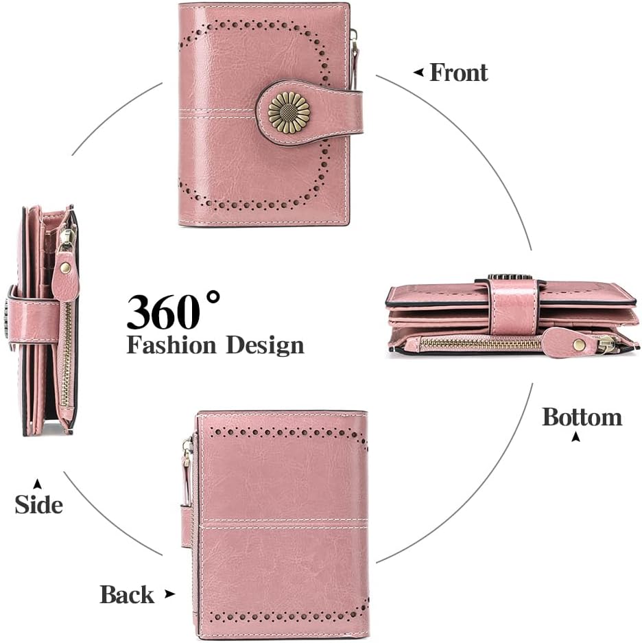 SENDEFN Small Womens Wallet Leather Bifold Card Holder RFID Blocking with Zipper Coin Pocket - Image 4