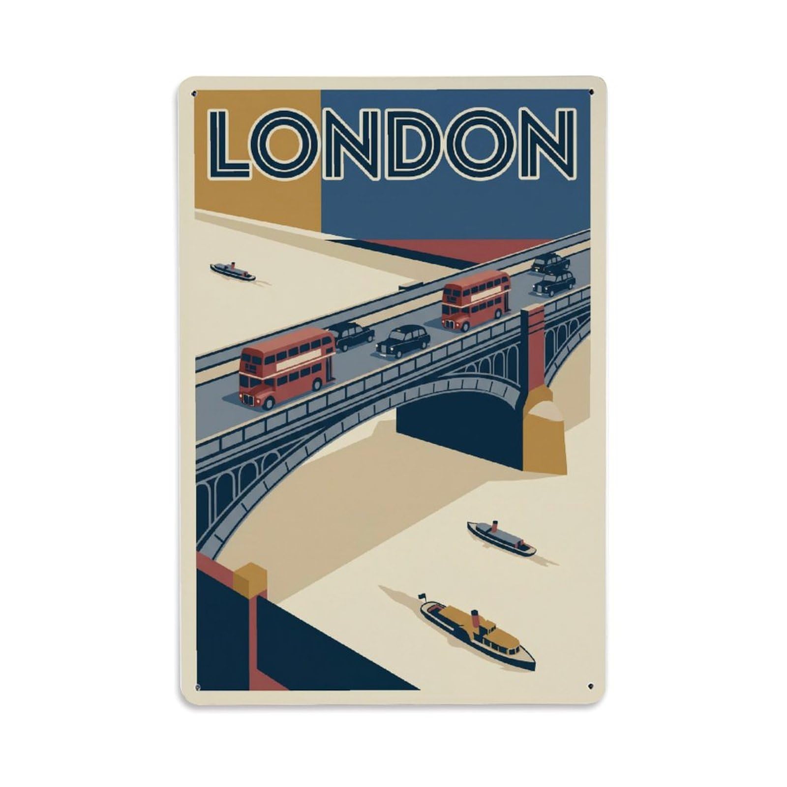 Vintage Travel London Vauxhall Bridge Thames Crossing Clean England Metal Tin Sign Plaque Wall Decor for Cafe, Club Bar, Office, Home Garden Metal Poster 8x12Inch