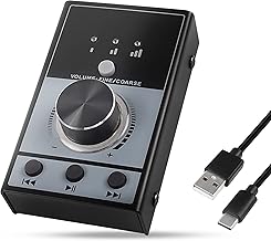 USB Volume Knob Controller Multimedia Computer Sound Controller with Play/Pause/Back/Forward Function,One-Click Mute for Phone PC Speaker Audio Adjustment