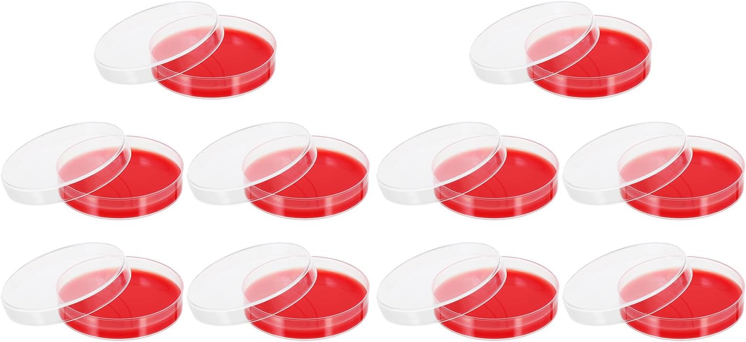 Ciieeo 10Pcs 70mm Agar Plates Sterile Agar Growth Medium for Microbiology Labs Suitable for Bacterial Culture and Lab Testing