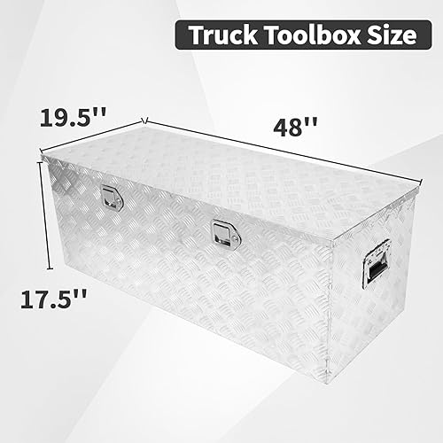 Miniatura 2 de Caja de herramientas para camión de 48 pulgadas, caja de herramientas de aluminio con cerraduras y llaves con asa, ajuste universal para camioneta,