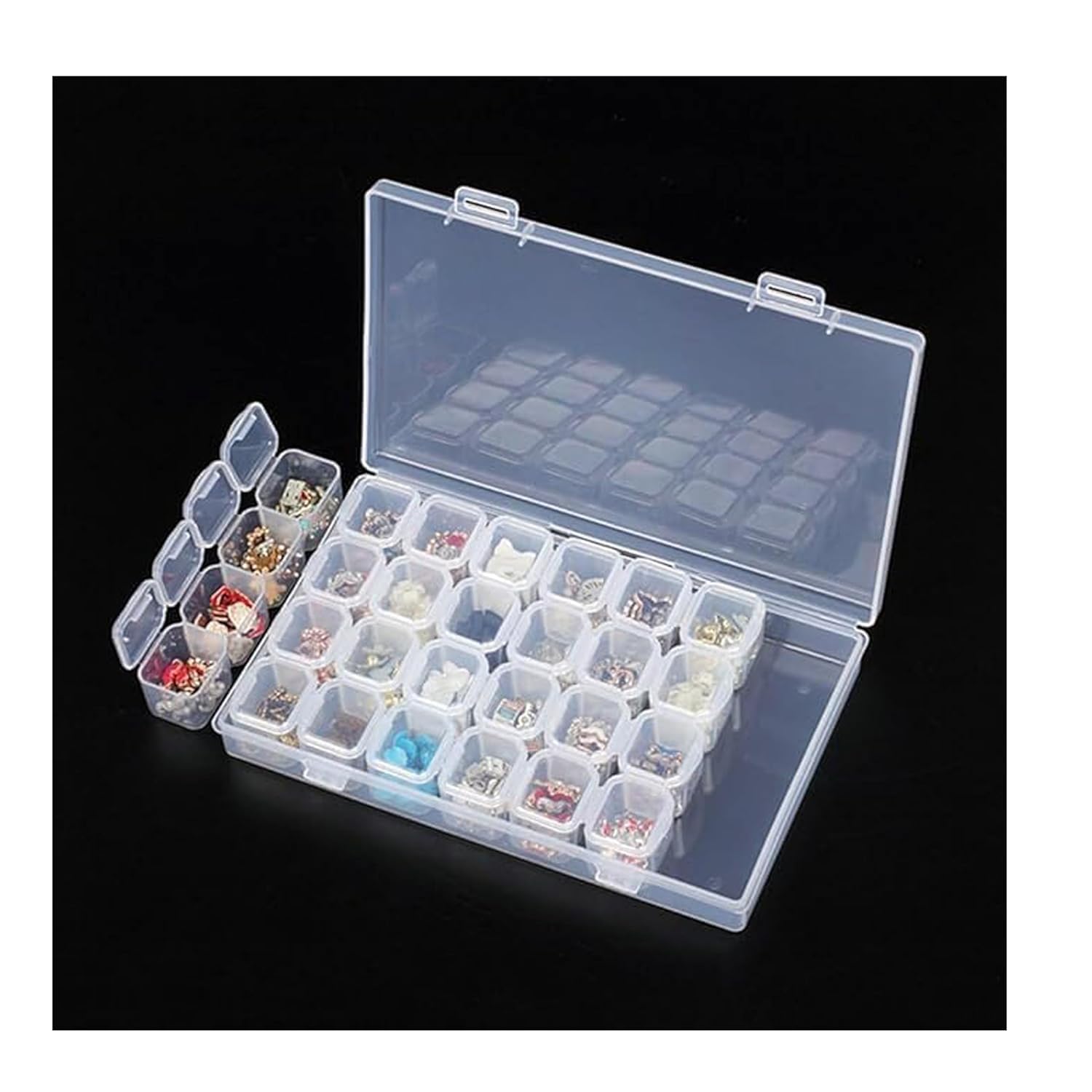 Transparent Jewellery & Accessories Storage Box, Multi-Compartment Organizer with Removable Grids, Plastic Organizer Box for Earrings, Nail Beads, Craft & Small Items, White-image-29