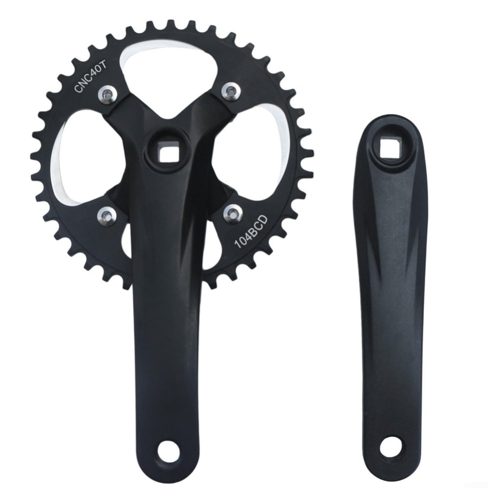 Guarnitura per mountain bike, 170 mm, in lega di alluminio, 104BCD, corona a 4 bulloni, 32-40 denti, nera, per ciclismo fuoristrada (40T)