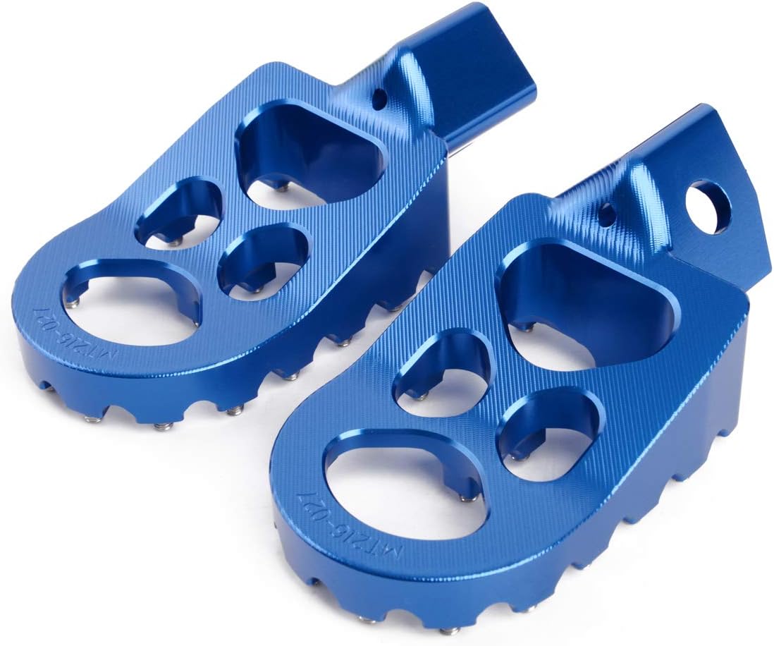 Motorcycle Footpegs Compatible with Yamaha PW50 1981-2019, PW80 1983-2017, TTR90 2000-2003, TW200 1987-2020,Aluminum（Blue）