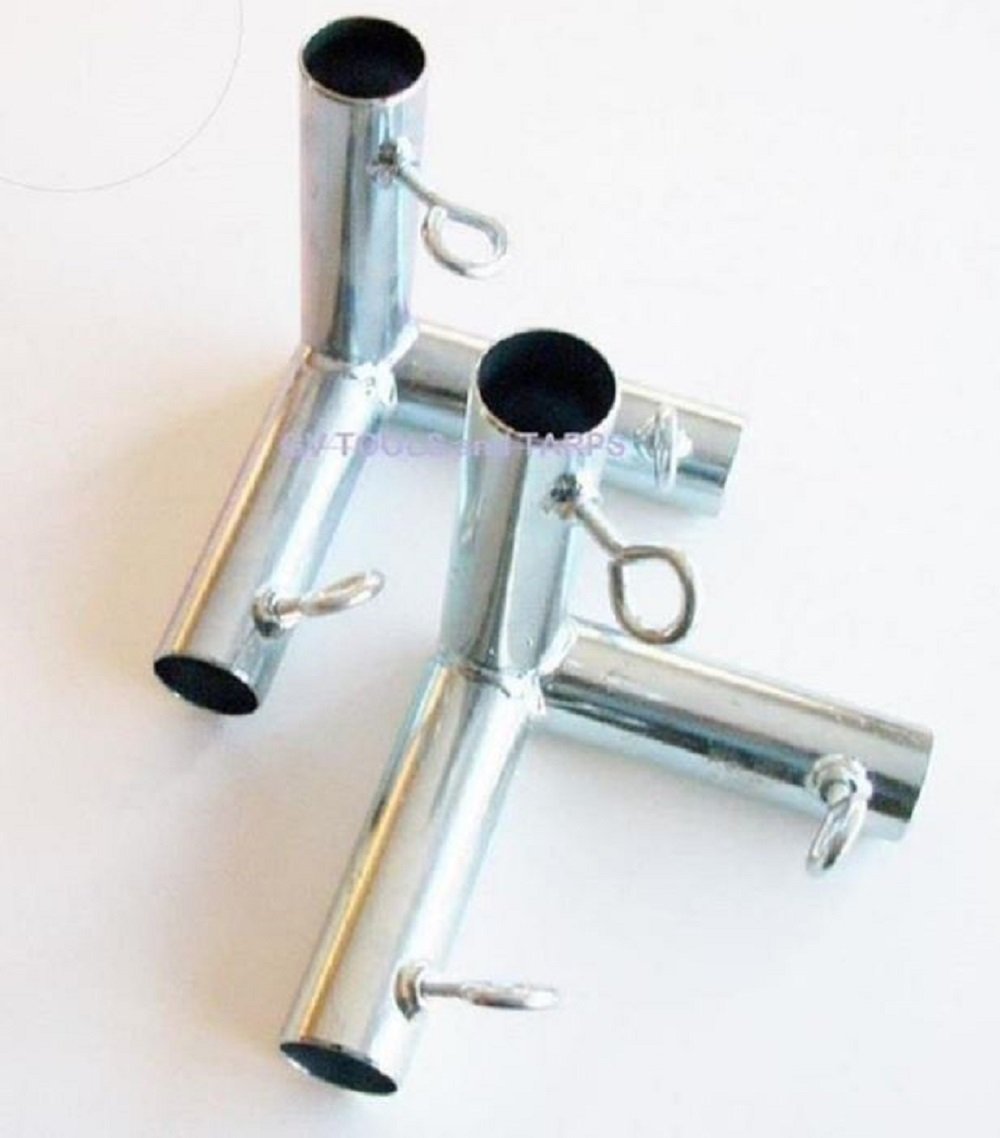 Golden Valley Tools & Tarps2pcs 3 Way 1" Flat Corner Canopy Fitting (F3B) - Fits 1" EMT Pipe (1 3/16" OD) - Heavy Duty Galvanized Steel - Silver - Outdoor Living