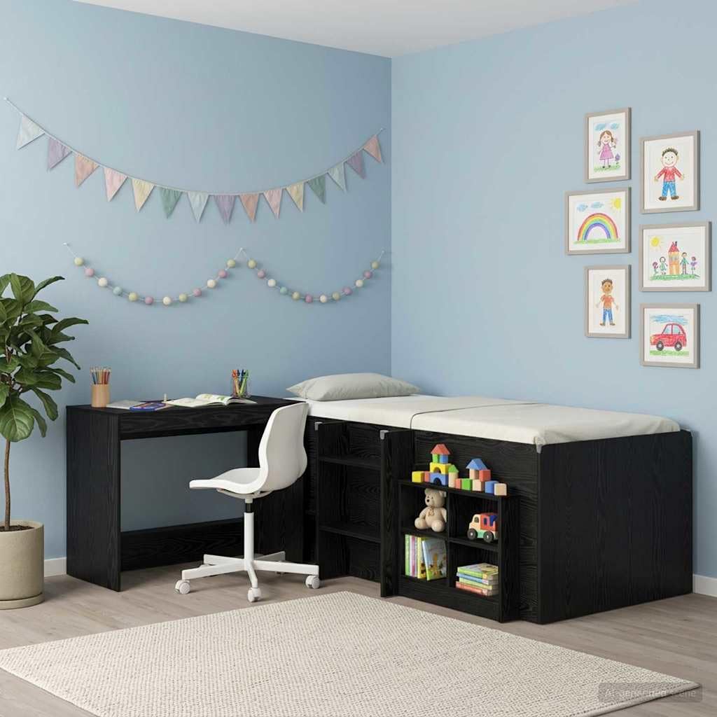 Bureau de lit Chêne noir Bois d'ingénierie 100 x 45 x 75 cm