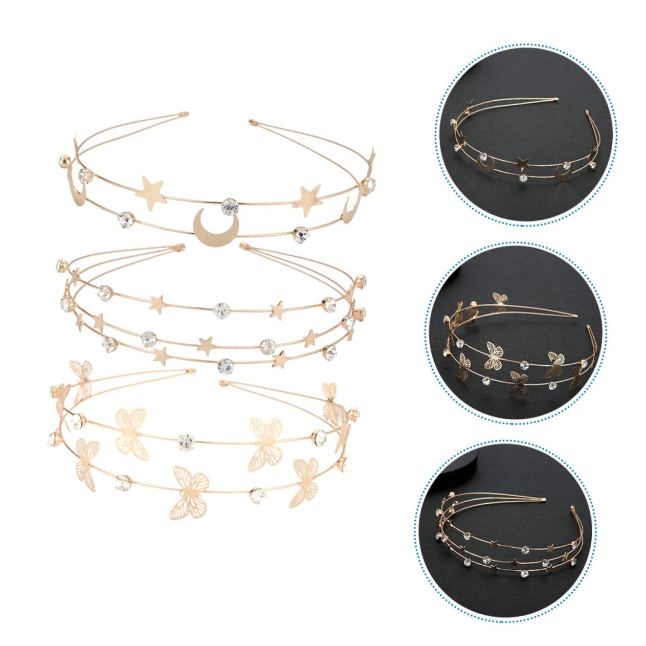 minkissy 15pezzi Fasce Per Multi- Con Stelle e e Cristallo Accessori Eleganti Per Donne e Ragazze Per Cerimonie e Feste
