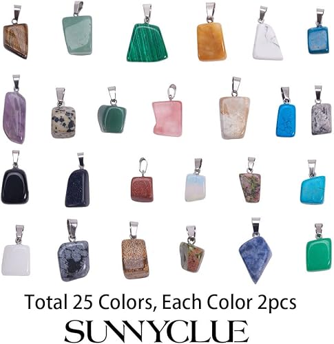 Miniatura 17 de SUNNYCLUE Colgantes de piedras preciosas naturales de cuentas de chakras curativas de forma irregular Piedra irregular,50 unidades, 25 colores,Luna