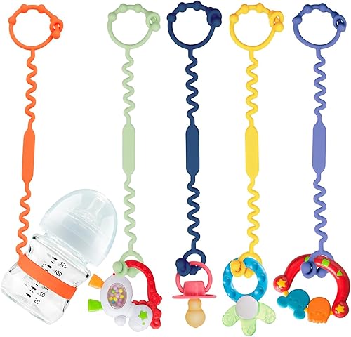 Correas de juguete para bebé, correas de juguete de silicona para cochecito, correas de seguridad de juguete para juguete, correas para taza con