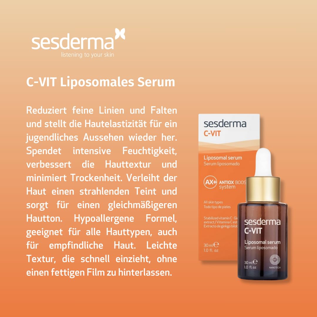 Sesderma C-VIT Weihnachtsset - Radience Creme 50 ml + Serum 30 ml, Vitamin C Anti-Aging Set, Feuchtigkeit & Glow, Für strahlende Haut, Ideal für alle Hauttypen