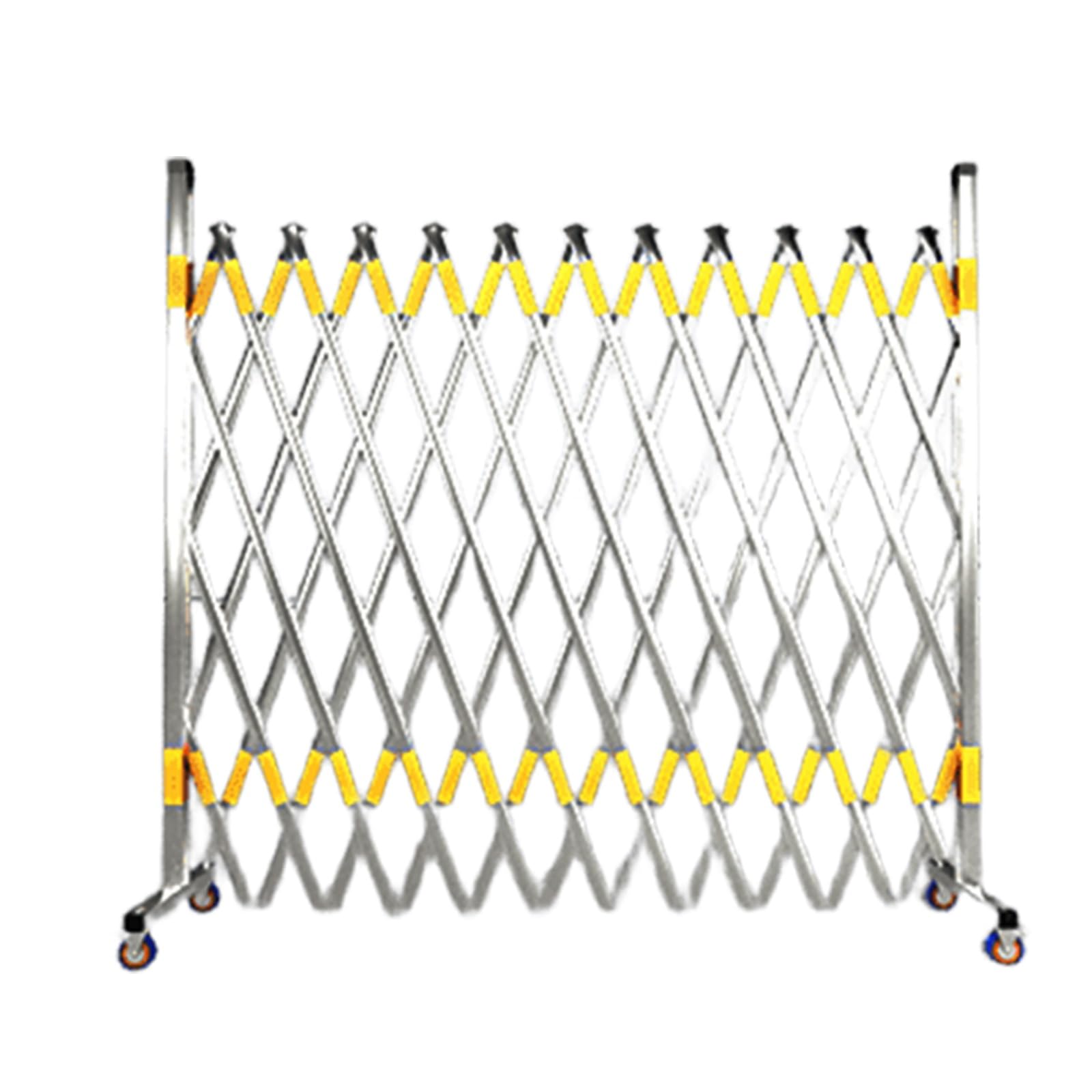 Generisch Mobile Sicherheitsbarriere aus Edelstahl mit Rädern, ausziehbares reflektierendes Tor für Spielplätze, Parks und Garagen - Robuste Konstruktion (Gelb, 1,5 x 2,5 m)