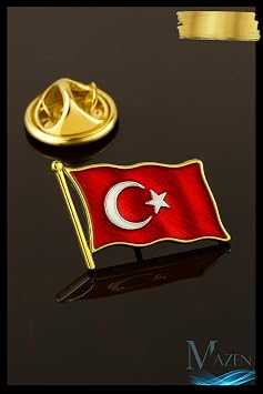 MAZEN T rk Bayra  Yaka Rozeti, Metal, Sar  Renk