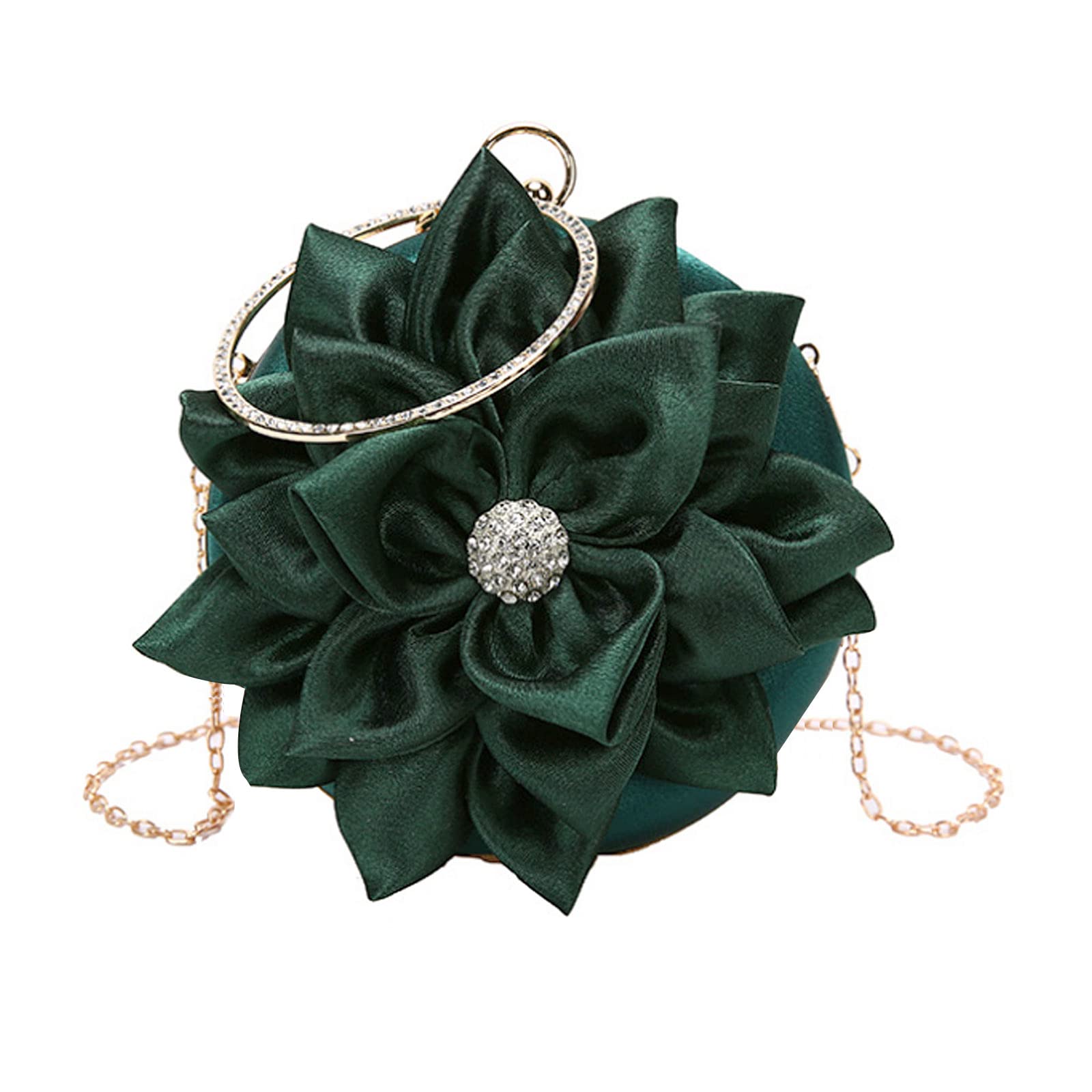 Buddy Women Rose Shaped Clutch Soft Satin Wristlet Handbag Wedding Party Purse