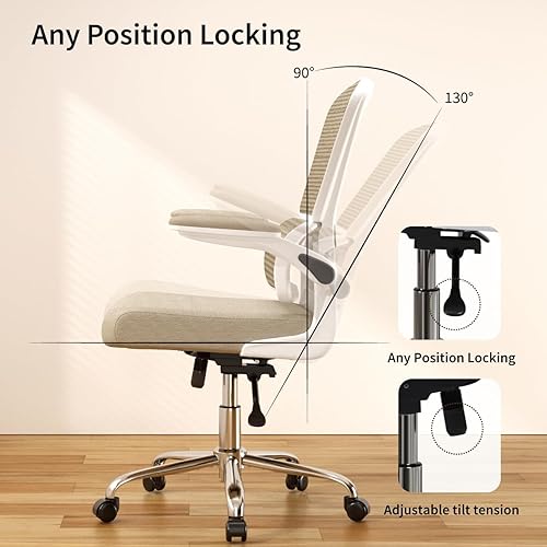Miniatura 6 de Logicfox Office Chair, Ergonomic Desk Chair - Thick Cushion Adjustable Height Computer Chair with Lumbar Support and Flip-up Armrests, Home Office