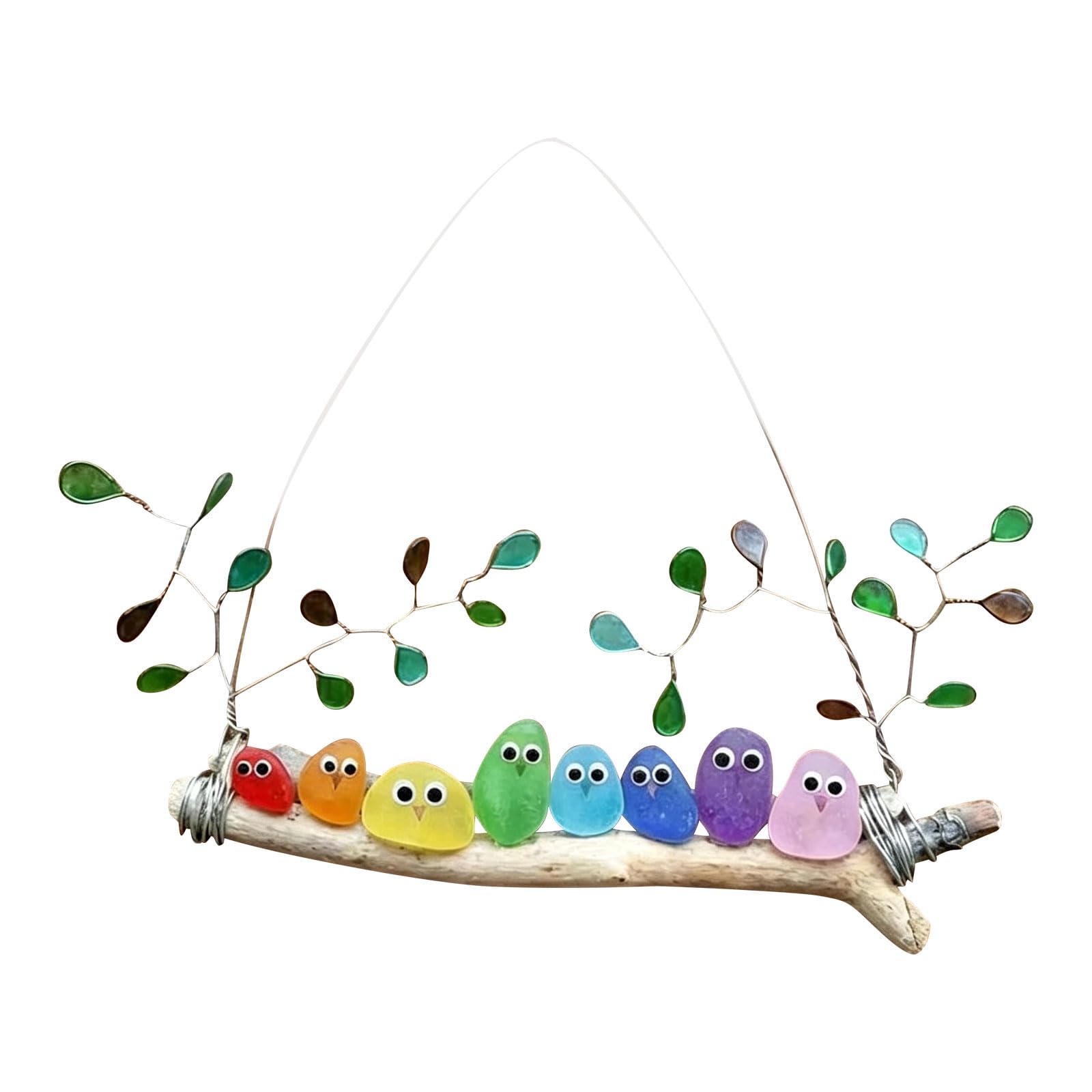 Msioytog 8 Pieces Artistic Translucent Bird Figurines on Natural Base for Shelf Design Artistic Bird Tree Decoration