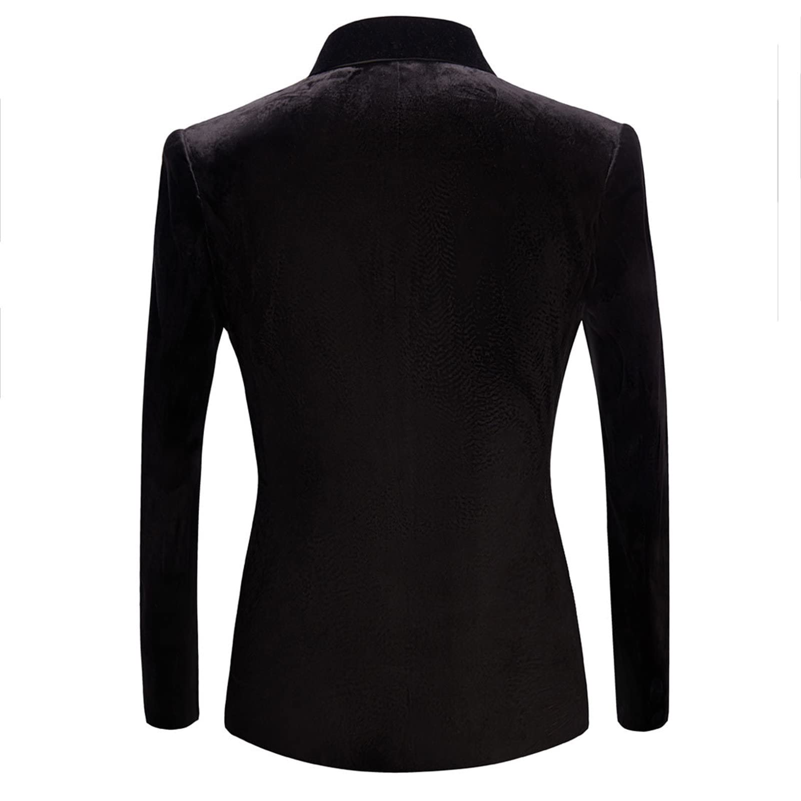 Men's Premium Velvet Blazer Jacket Slim Fit Solid Shawl Lapel Tuxedo Suit One Button Dinner Party Prom Sport Coat (Black,X-Small)