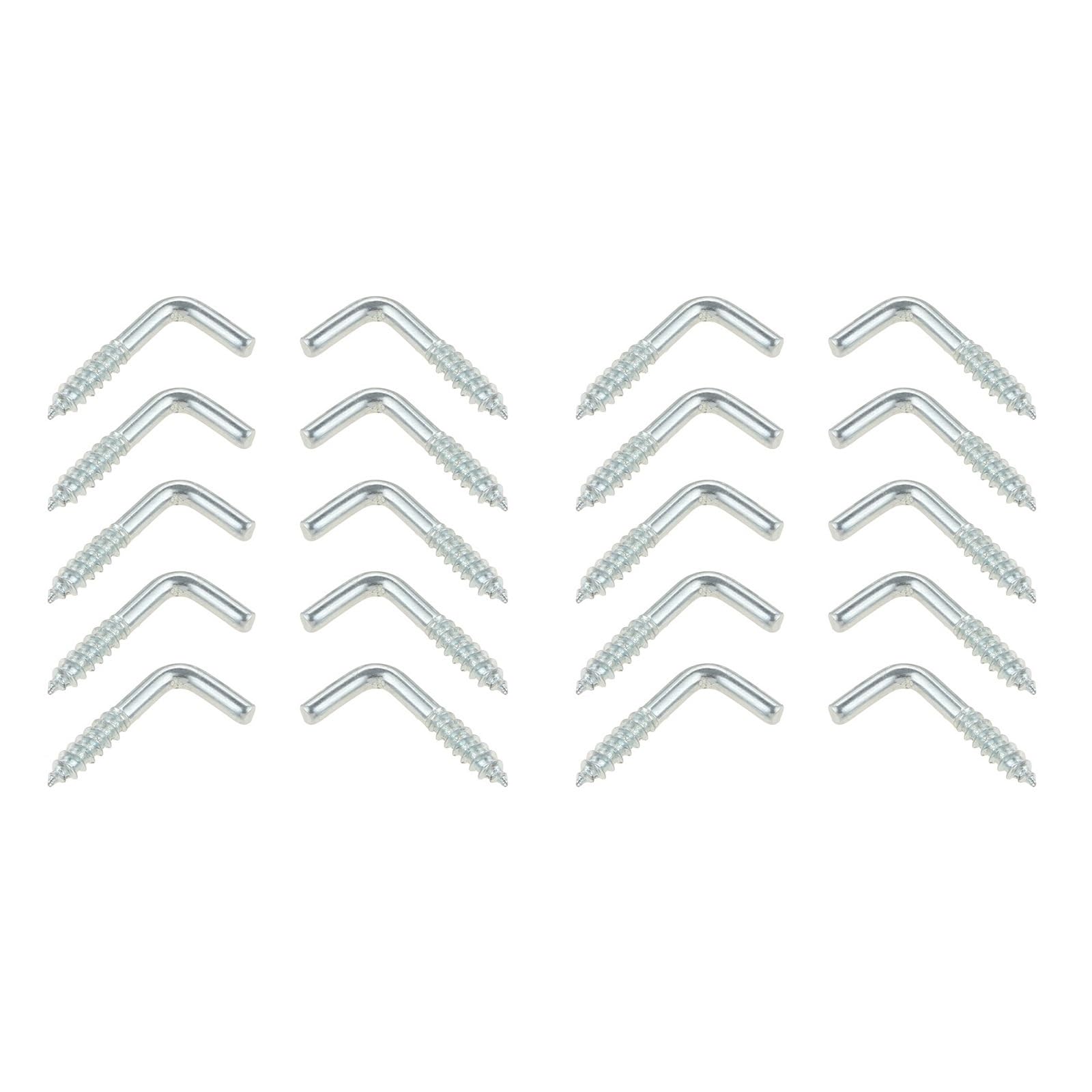 Haki sufitowe w kształcie litery L, zestaw 100 sztuk, srebrne haki wkręcane 2,4 x 11 20 mm
