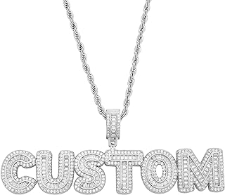 Custom Chain Iced Out Name Pendant Letter Necklace Personalized Diamond ...
