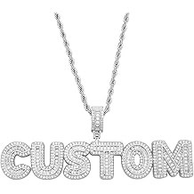 Aangepaste ketting Iced Out Naam hanger Letter ketting Gepersonaliseerde diamanten sieraden met 24 inch touw ketting Rose Gold Silver Hip Hop ketting cadeau voor dames heren