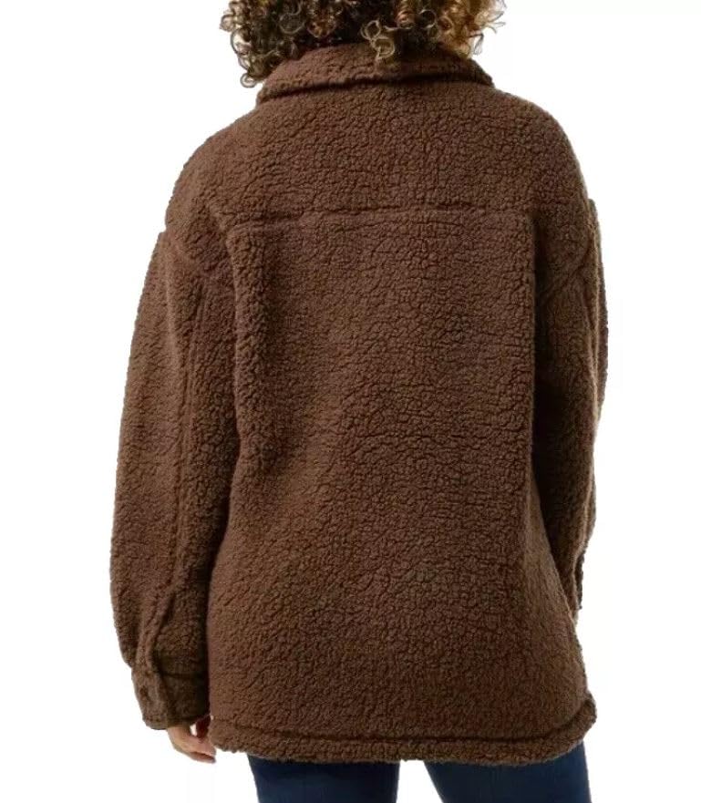32 Degrees Women's Cozy Fleece Shirt Jacket Oversized, Brown, XL/XXL2