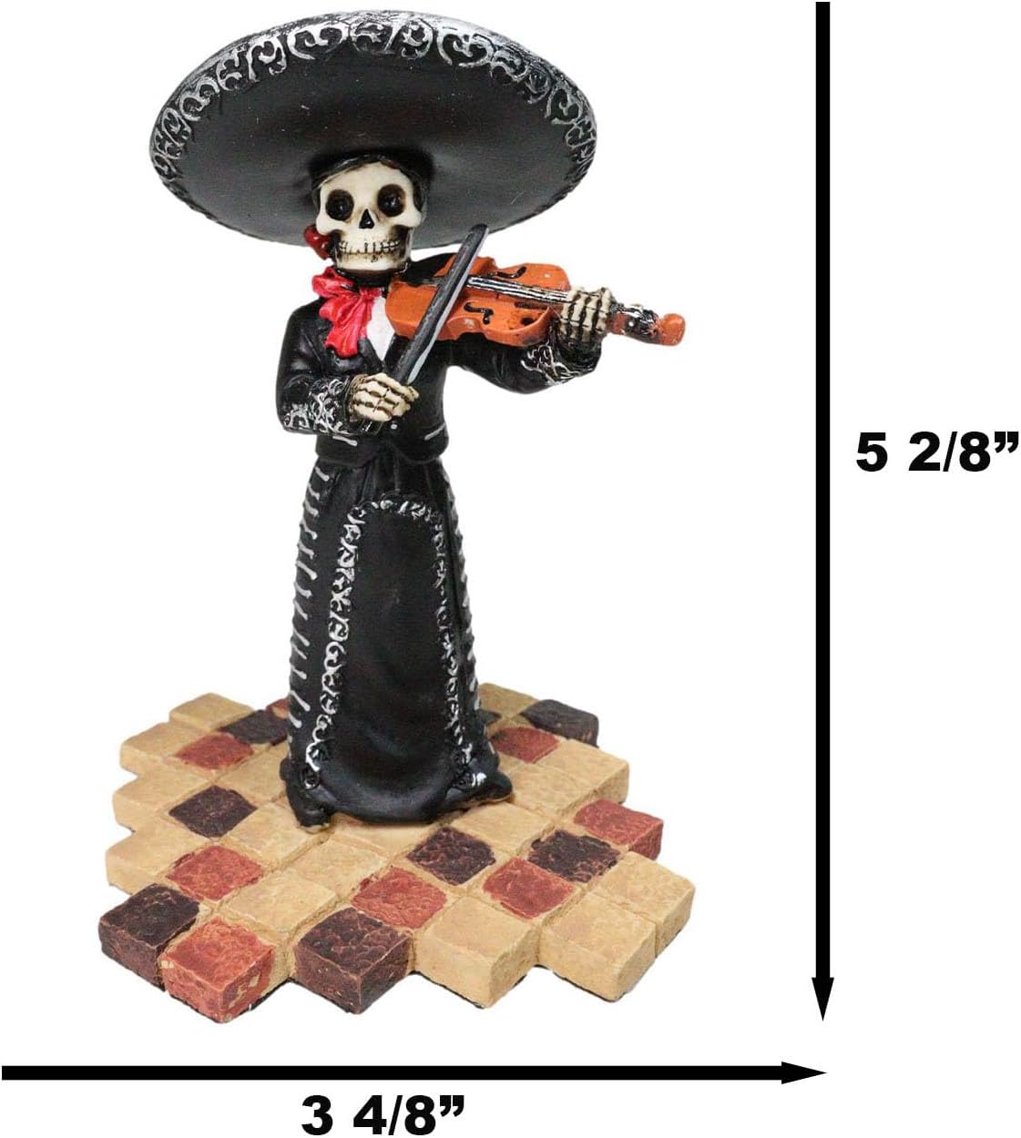 Ebros Traditional Charro Outfit Black Mariachi Band Musical Instrument Player Skeleton Figurine Day of The Dead Folk Musician Dias De Los Muertos Collectible (Violinist Violin Player)