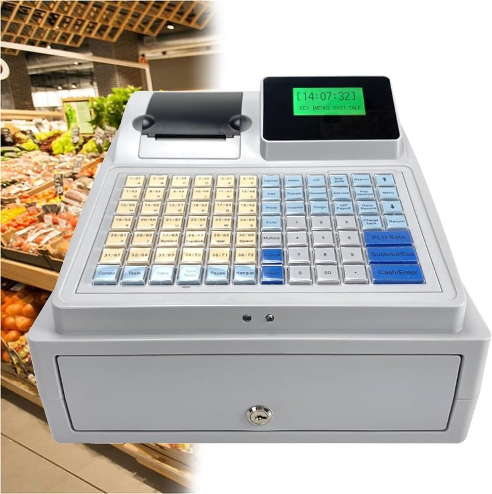 Caisse enregistreuse électronique avec Clavier 81 Touches et tiroir-Caisse 12 V, système de Point de Vente électronique, Caisse enregistreuse à Affichage LED, système de Point de Vente au détail